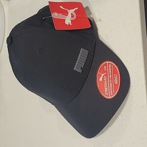 Puma Men's Pressure Baseball Cap Stretch Fit Name Logo Black/Grey